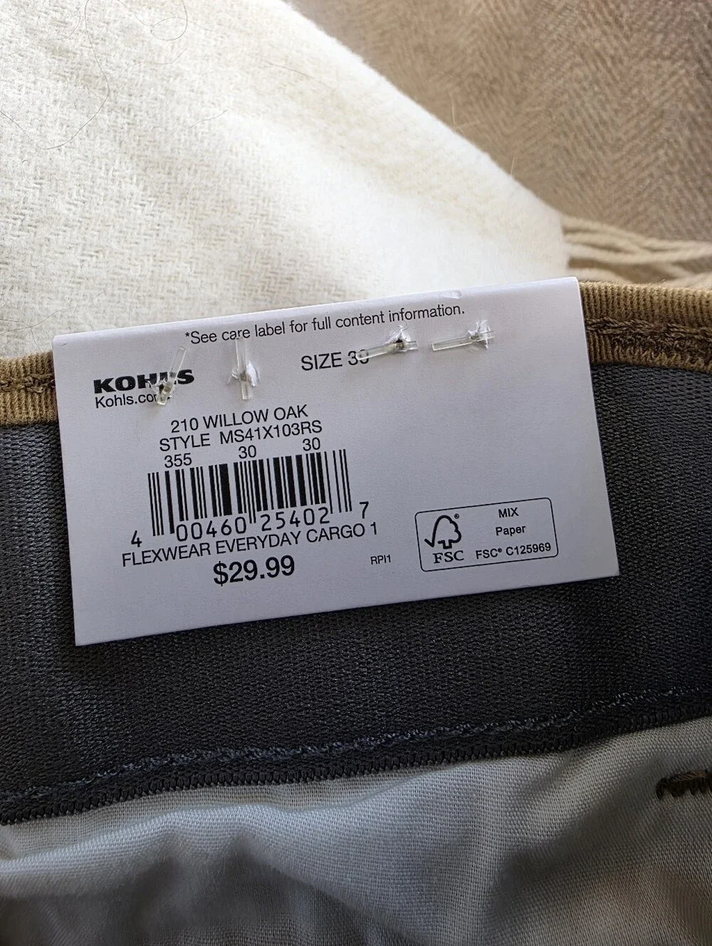 Sonoma Khaki Cargo Shorts Men's Size 30